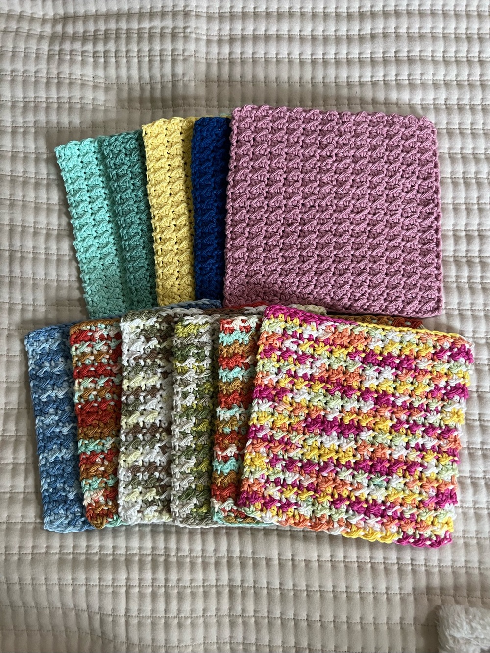 100% Cotton dishcloths handmade set of 4